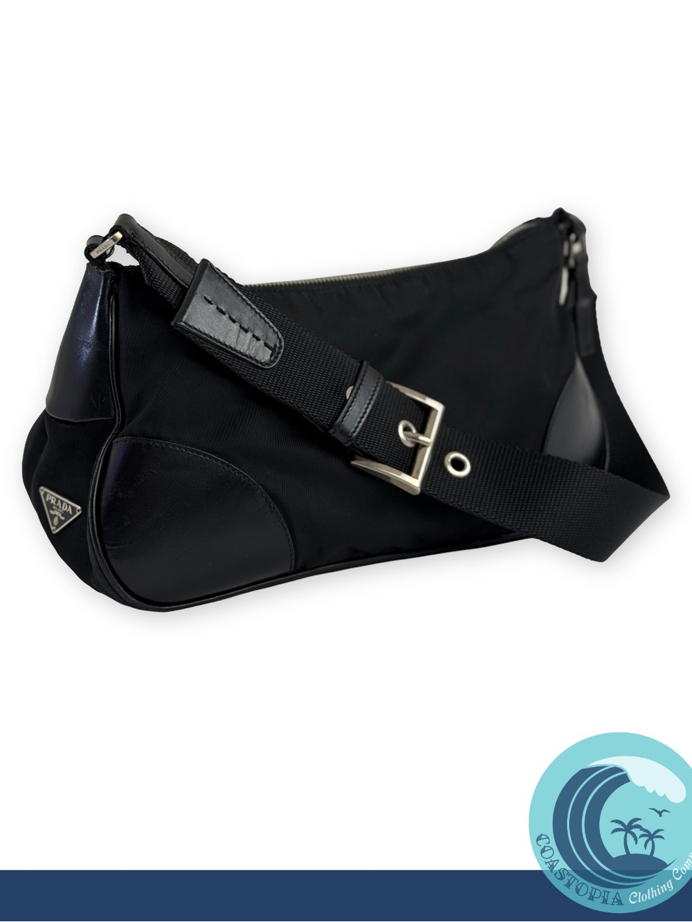 Prada Re-Edition 2005 Crossbody bag | Black Nylon + Leather with Silver Hardware